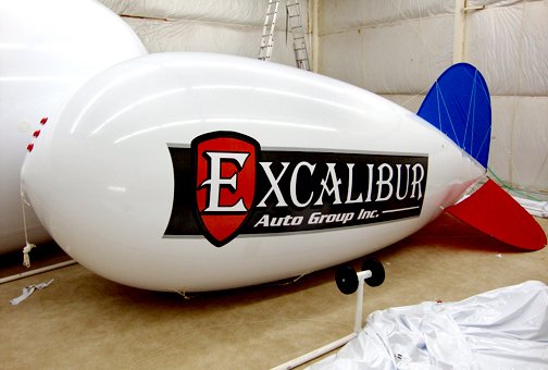Artwork prepared for an 18-foot custom helium advertising blimp